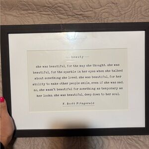 Framed F. Scott Fitzgerald Beauty Quote Art